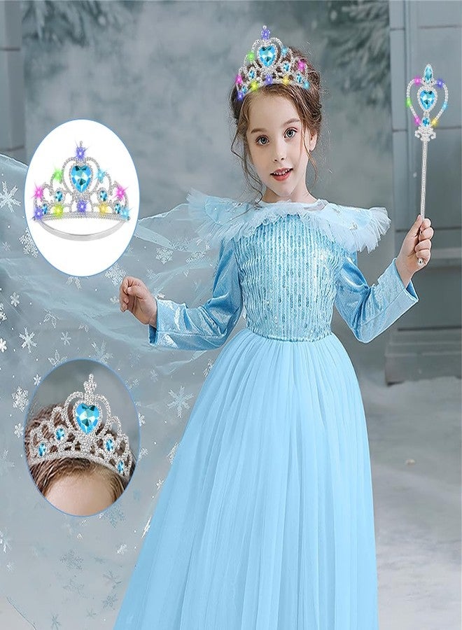 Vicloon 2PCS Light Up Princess Crown and Wands, Princess Dress Up Accessories for Little Girls, Princess Tiara Jewelry Toy for 3-6 Girl Christmas Birthday Cosplay Crown - Image 5